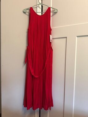 Nine West Red Pleated Midi Dress